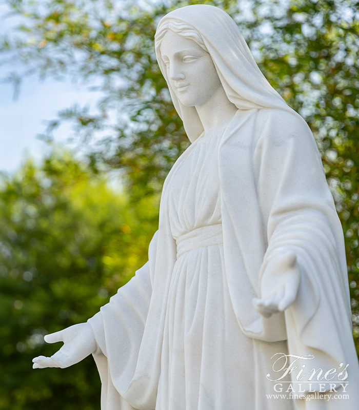 Marble Statues  - Our Lady Of Grace In Statuary White Marble - MS-1529